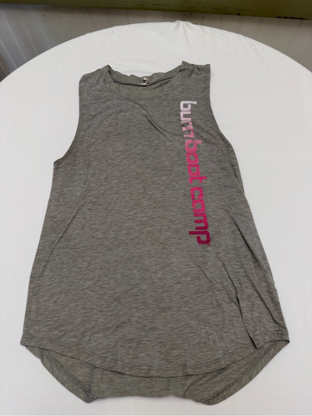 Bum Boot Camp Women's Gray Muscle Tank with Pink Logo